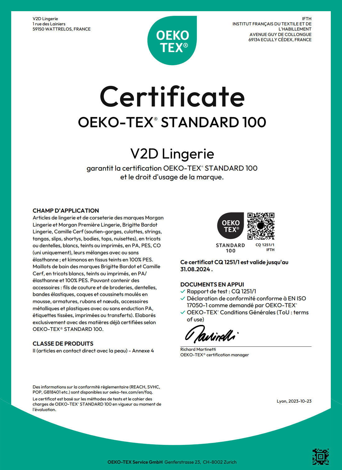 Oekotex-Certification-V2D-Lingerie